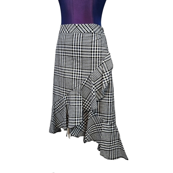 NWT Trina Turk Nikita Picnic Plaid Wrap Ruffle Skirt Size 0 Women's - Picture 2 of 12